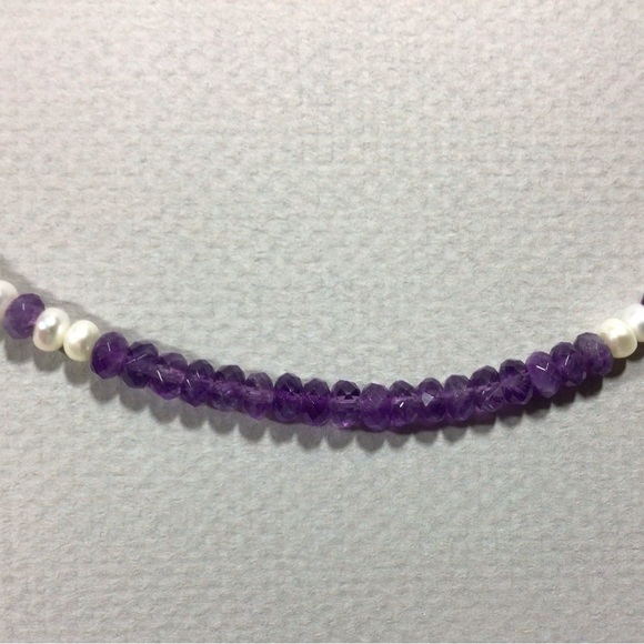 Amethyst and Pearl Necklace and Earring Set - Picture 3 of 4